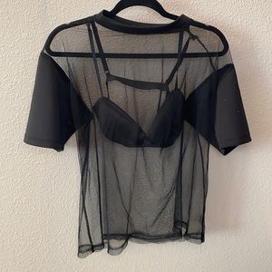 Mesh shirt with attached bralette